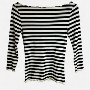Ann Tylor Black and White Striped Women's Top Sz XXS